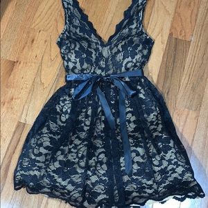 Navy & Nude Lace Dress
